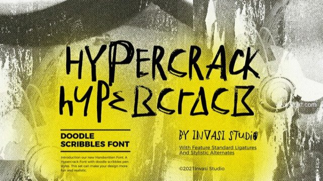 俏皮的英文手绘涂鸦字体—Hypercrack