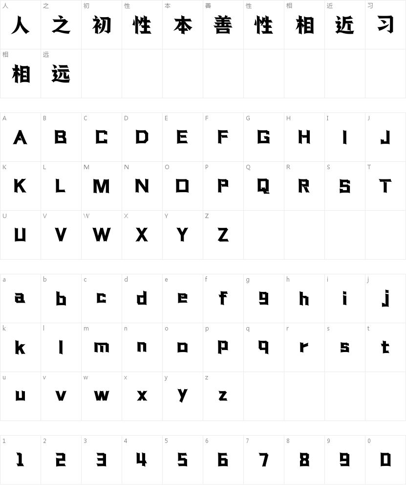 上首战刃体的字符映射图